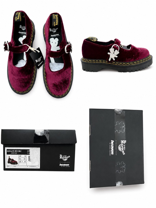 Dr. Martens Shoes - Dr. Martens x Heaven by Marc Jacobs Maroon Velvet Mary Janes Womens US 10